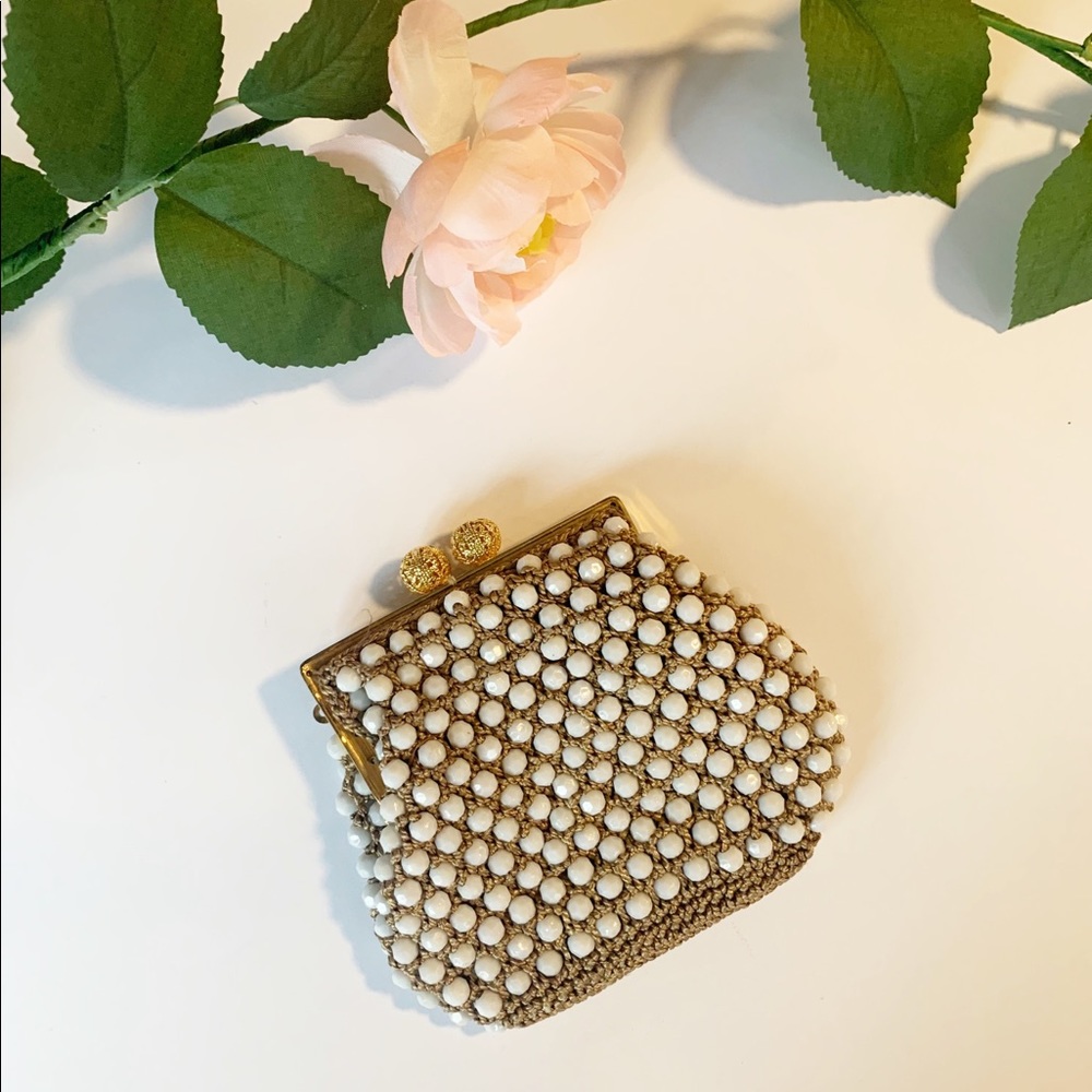 Vintage JEM Beaded Coin Purse Handmade Hong Kong